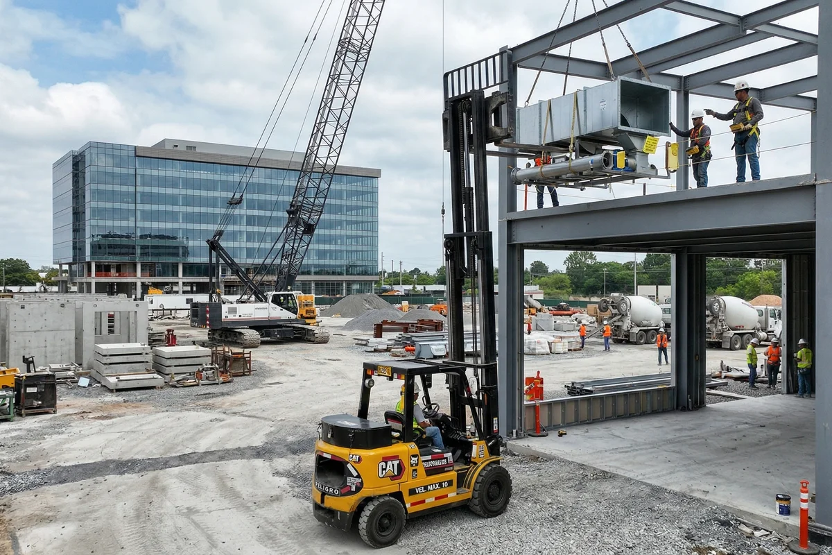 izaje usando montacargas en obra